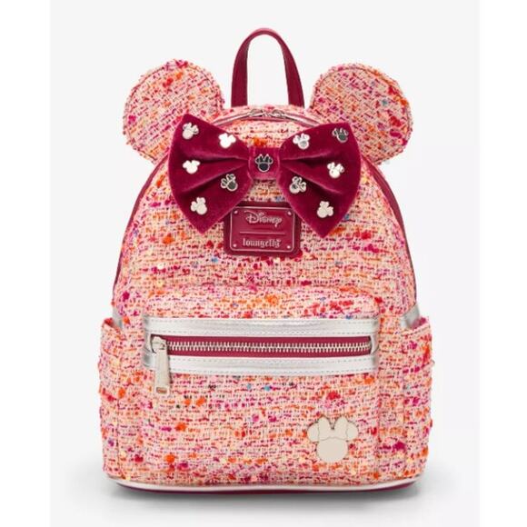 Loungefly Pink Bouclé Fabric Minnie Mouse Ears Mini Backpack | NWT main image 4